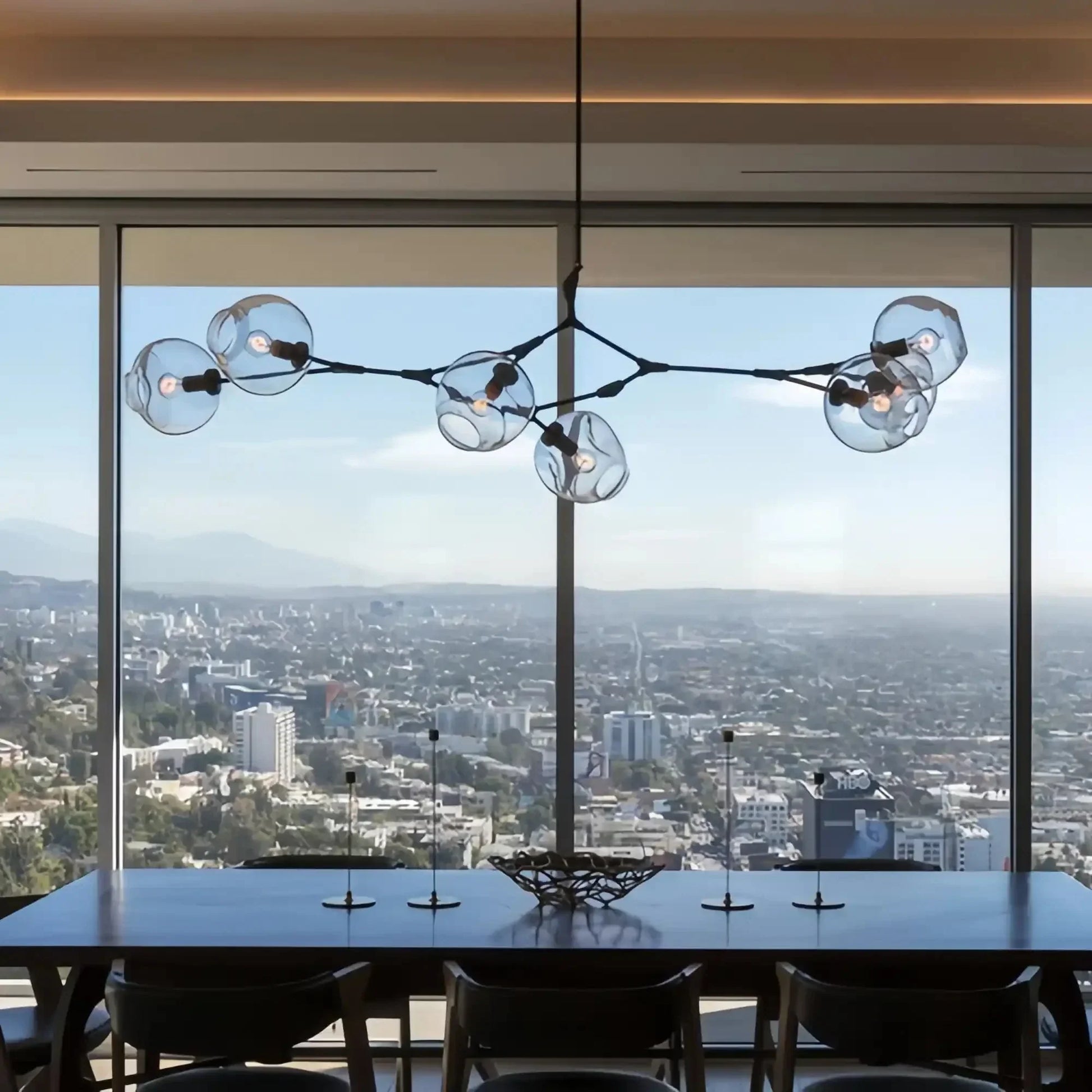 Modern Sputnik Smoky Gray/Amber Glass Branch Chandelier for Kitchen Island/Dining Room - Joyfuzzy