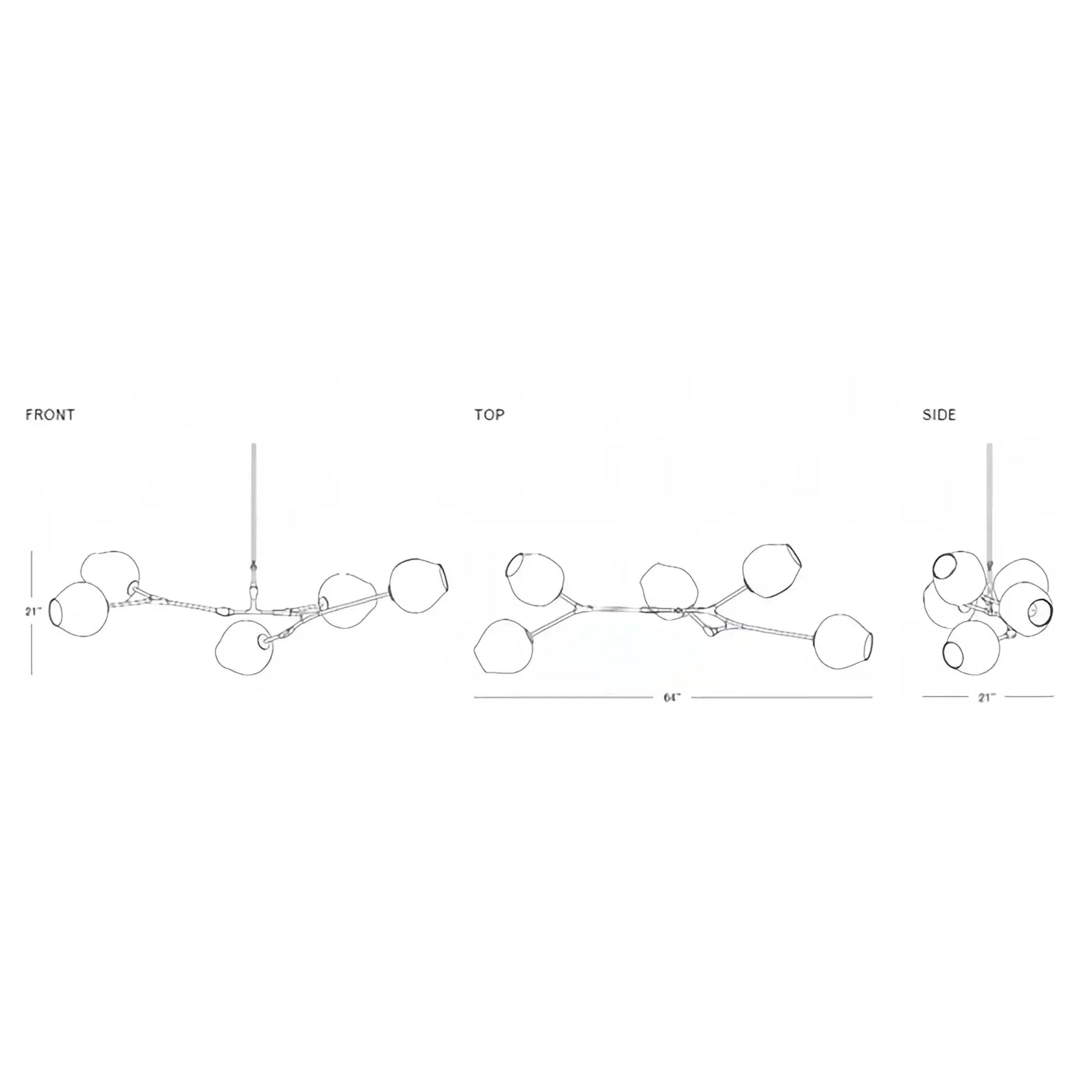 Modern Sputnik Smoky Gray/Amber Glass Branch Chandelier for Kitchen Island/Dining Room - Joyfuzzy