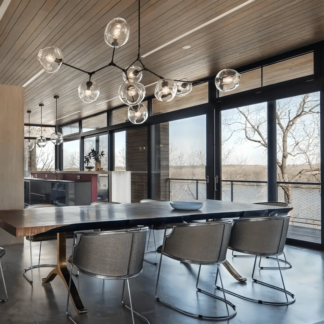 Modern Sputnik Smoky Gray/Amber Glass Branch Chandelier for Kitchen Island/Dining Room - Joyfuzzy