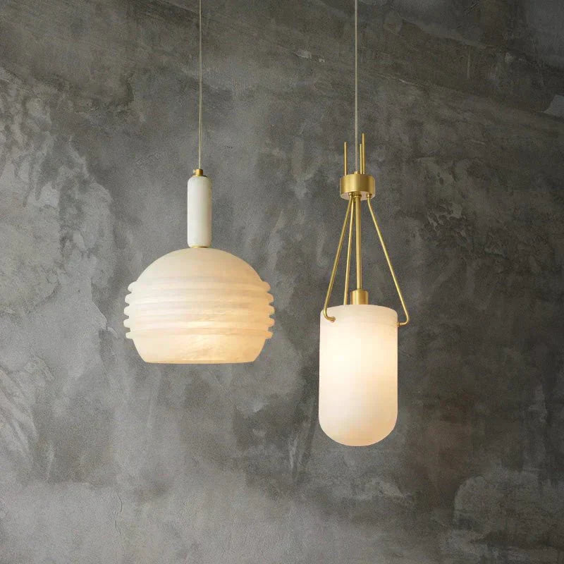 Nina Modern Alabaster Pendant Light, Alabaster Pendant Lamp Besides Bed - AJoyfuzzy