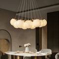 Post Modern Alabaster Globe Ceiling Pendant Light, Alabaster Chandelier Over Dining Table - 19 BallsJoyfuzzy