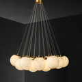 Post Modern Alabaster Globe Ceiling Pendant Light, Alabaster Chandelier Over Dining Table - 19 BallsJoyfuzzy