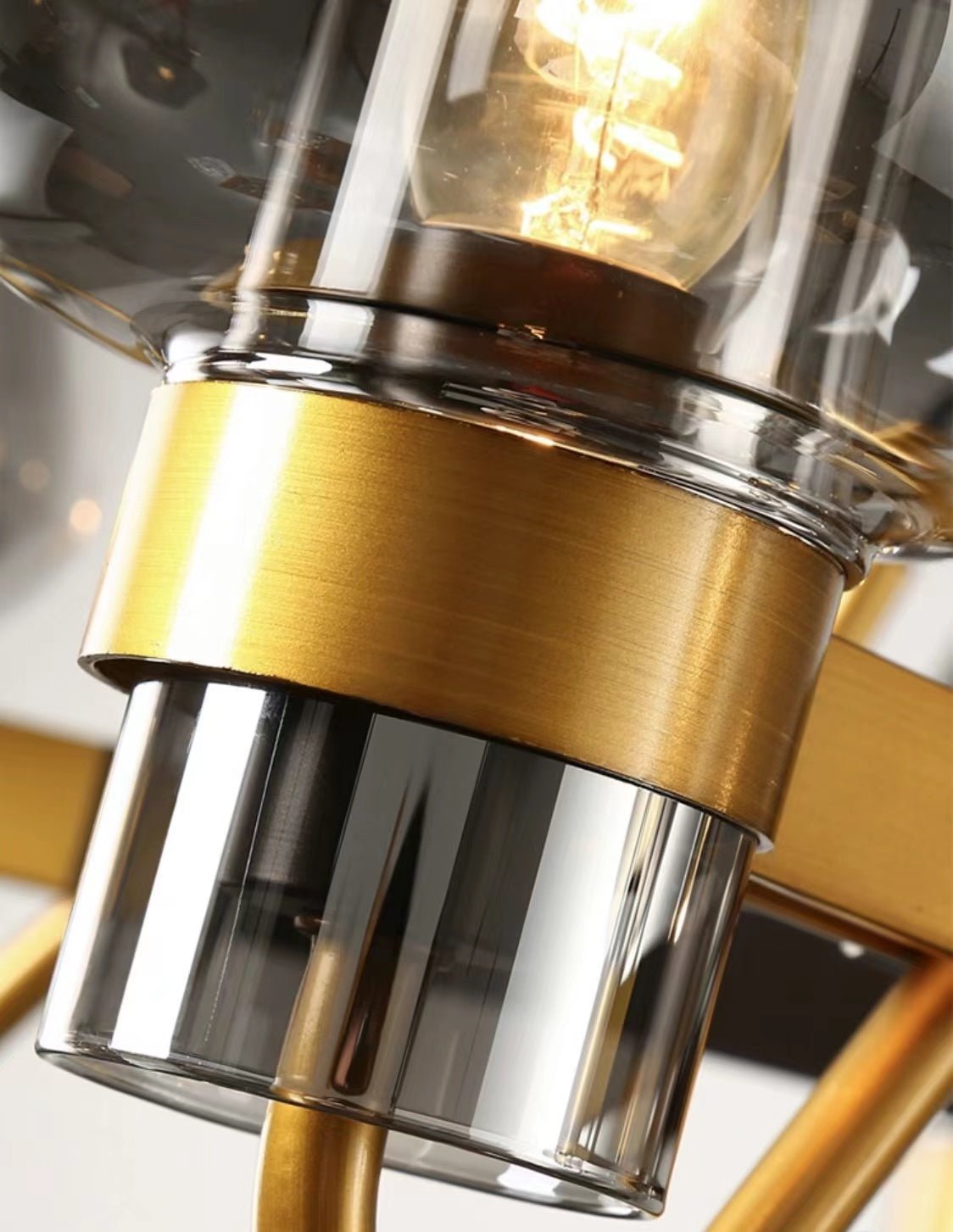 Post - modern Light Luxury Full Brass Chandelier for Living Room/Bedroom - 8 Lights: D39.4"*H8.7"Smoky GreyWarm LightJoyfuzzy