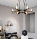 Post - modern Light Luxury Full Brass Chandelier for Living Room/Bedroom - 6 Lights: D35.8