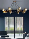 Post - modern Light Luxury Full Brass Chandelier for Living Room/Bedroom - 6 Lights: D35.8