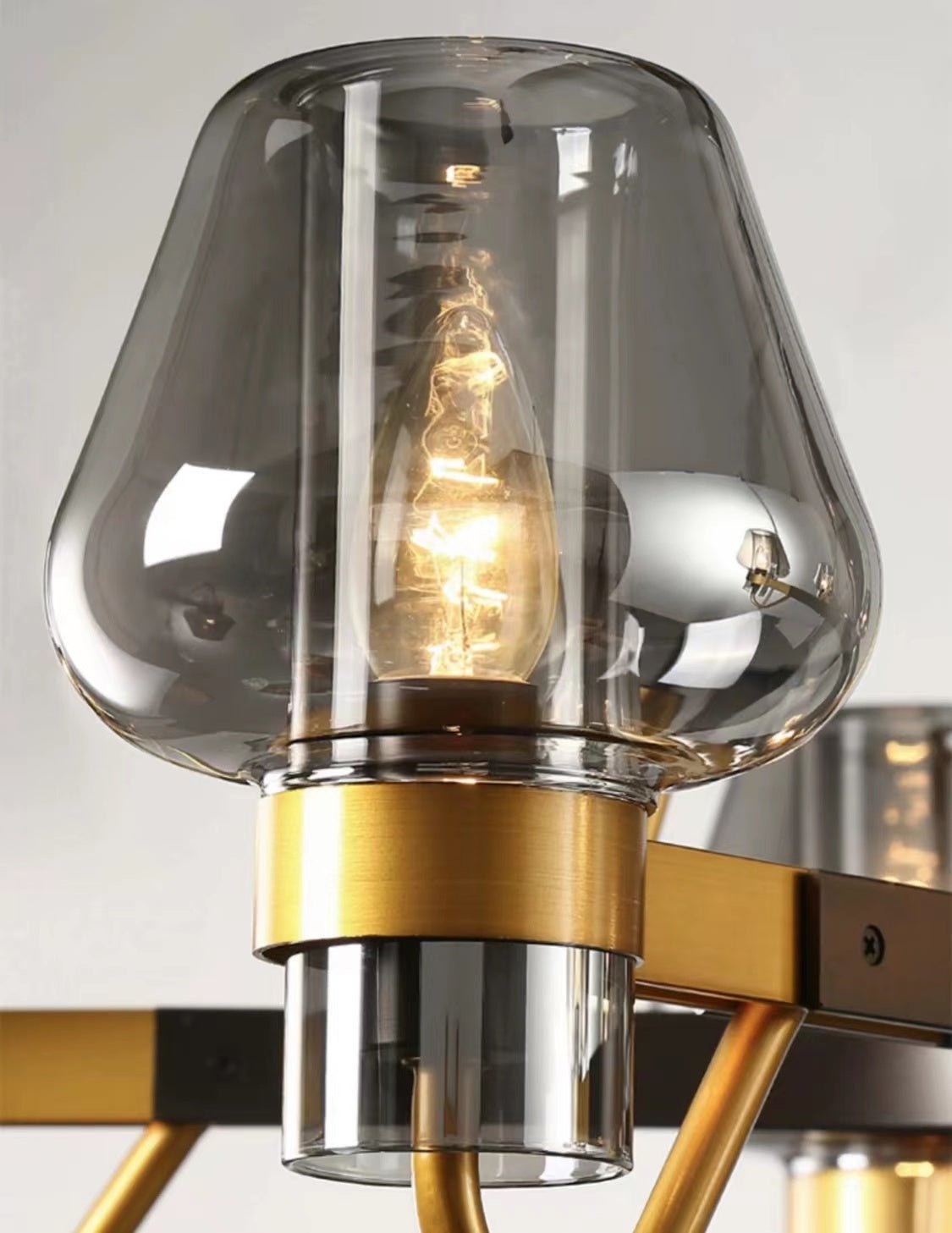 Post - modern Light Luxury Full Brass Chandelier for Living Room/Bedroom - 8 Lights: D39.4"*H8.7"Smoky GreyWarm LightJoyfuzzy