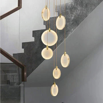 Queenie Alabaster Disc Long Round Chandelier For Loft