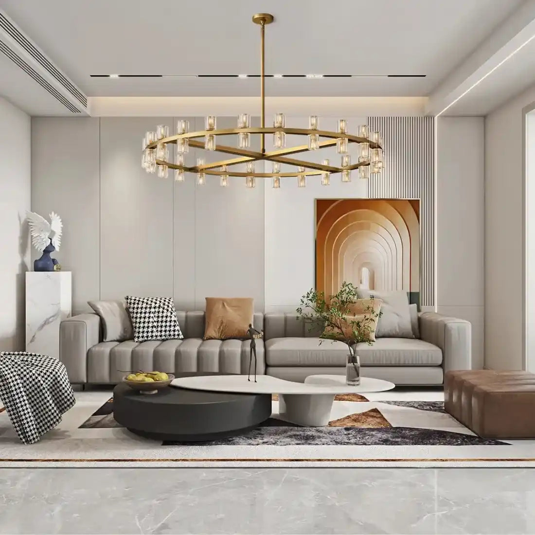 Arcachan Round Chandelier 36" 48" 60"-48''-Bronze-Joyfuzzy