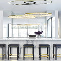 Round Modern Chandelier Brass & Clear Geode Quartz Crystal Hanging Light - Joyfuzzy