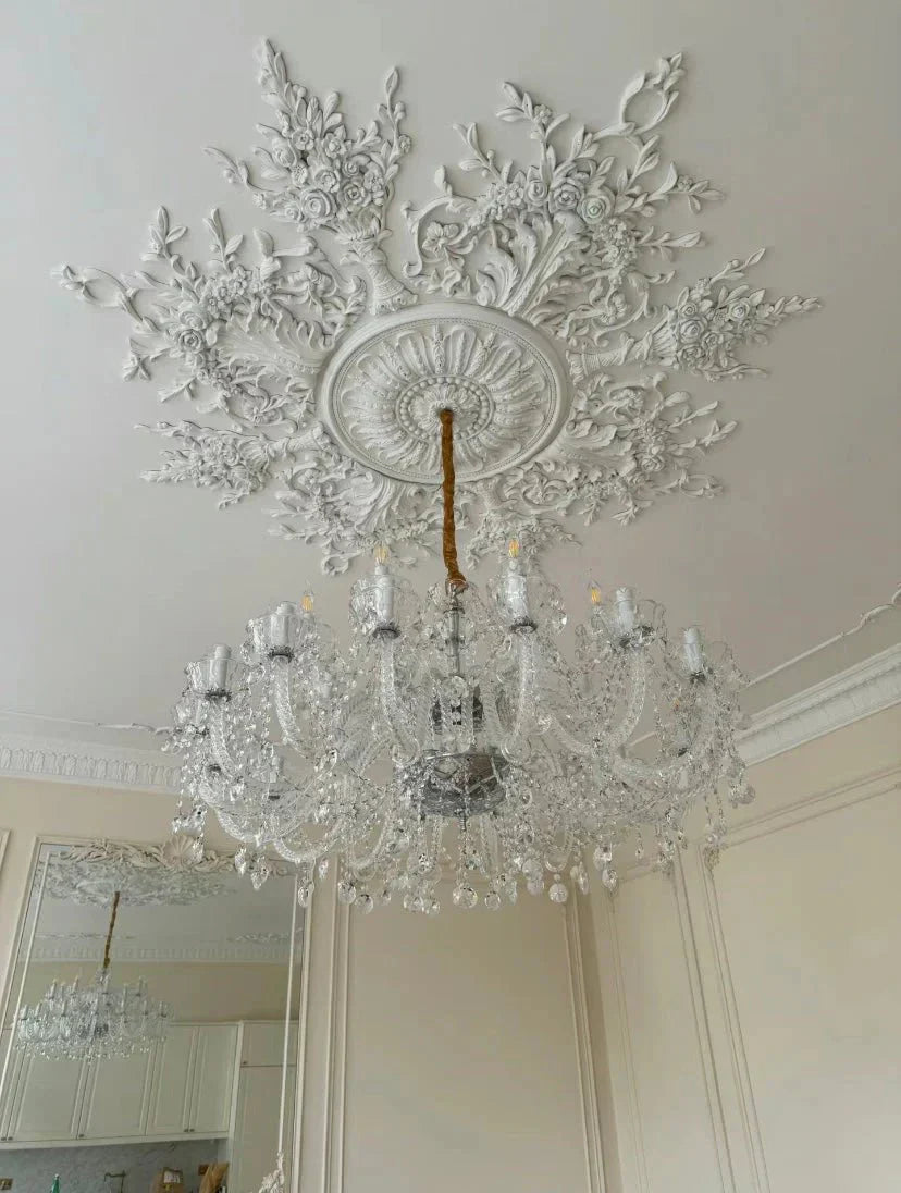 Rustic Antique European Candle Crystal Chandelier Popular Farmhouse Ceiling Light Fixture For Living Room - Joyfuzzy