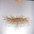 Stunning Tree Branch Crystal Chandelier with Clear Teardrop - shaped for Living/Dining Room - Round D25.6”*H15.8”/8 LightsChromeWarm LightJoyfuzzy