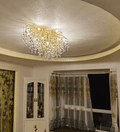 Stunning Tree Branch Crystal Chandelier with Clear Teardrop - shaped for Living/Dining Room - Round D31.5”*H21.7”/10 LightsGoldWarm LightJoyfuzzy