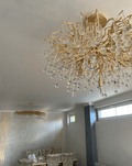 Stunning Tree Branch Crystal Chandelier with Clear Teardrop - shaped for Living/Dining Room - Round D31.5”*H21.7”/10 LightsGoldWarm LightJoyfuzzy
