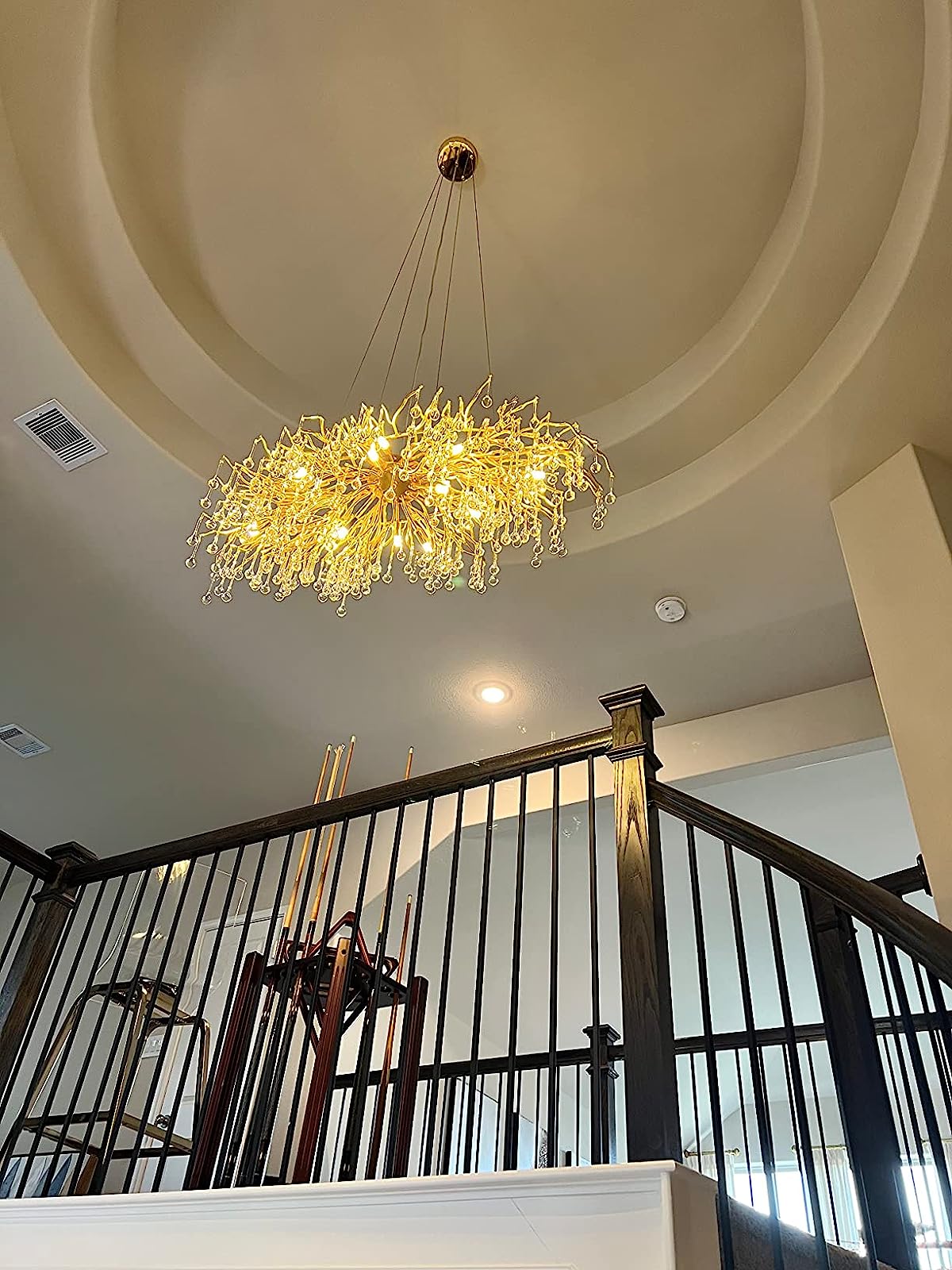 Stunning Tree Branch Crystal Chandelier with Clear Teardrop - shaped for Living/Dining Room - Round D31.5”*H21.7”/10 LightsGoldWarm LightJoyfuzzy