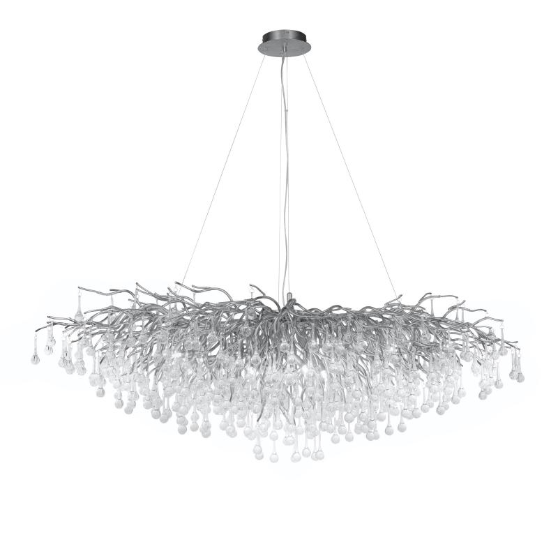 Stunning Tree Branch Crystal Chandelier with Clear Teardrop - shaped for Living/Dining Room - Rectangle L39.4”*W25.6”*H25.6”/10 Lights/27kgChromeWarm LightJoyfuzzy