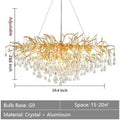 Stunning Tree Branch Crystal Chandelier with Clear Teardrop - shaped for Living/Dining Room - Rectangle L39.4”*W25.6”*H25.6”/10 Lights/27kgGoldWarm LightJoyfuzzy