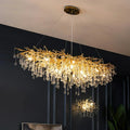 Stunning Tree Branch Crystal Chandelier with Clear Teardrop - shaped for Living/Dining Room - Round D25.6”*H15.8”/8 LightsGoldWarm LightJoyfuzzy