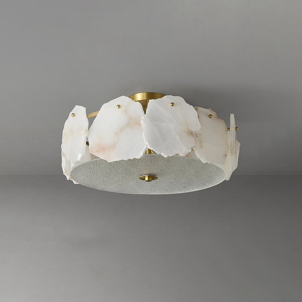 Valeria Alabaster Ceiling Lamp - ∅ 17.7″ x H 7.9″Copper & WhiteJoyfuzzy