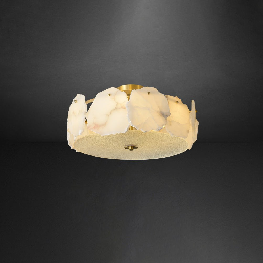 Valeria Alabaster Ceiling Lamp - ∅ 17.7″ x H 7.9″Copper & WhiteJoyfuzzy
