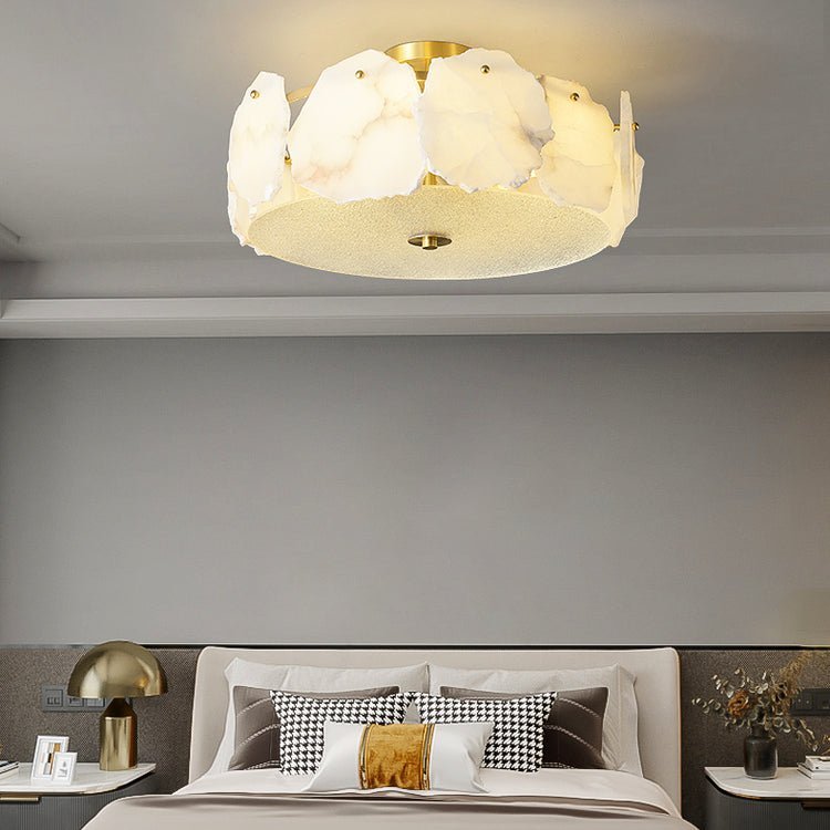 Valeria Alabaster Ceiling Lamp - ∅ 17.7″ x H 7.9″Copper & WhiteJoyfuzzy