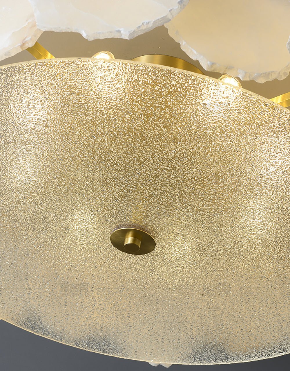 Valeria Alabaster Ceiling Lamp - ∅ 17.7″ x H 7.9″Copper & WhiteJoyfuzzy