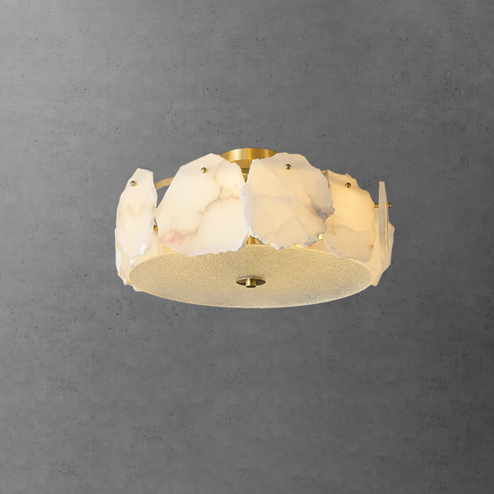 Valeria Alabaster Ceiling Lamp - ∅ 17.7″ x H 7.9″Copper & WhiteJoyfuzzy