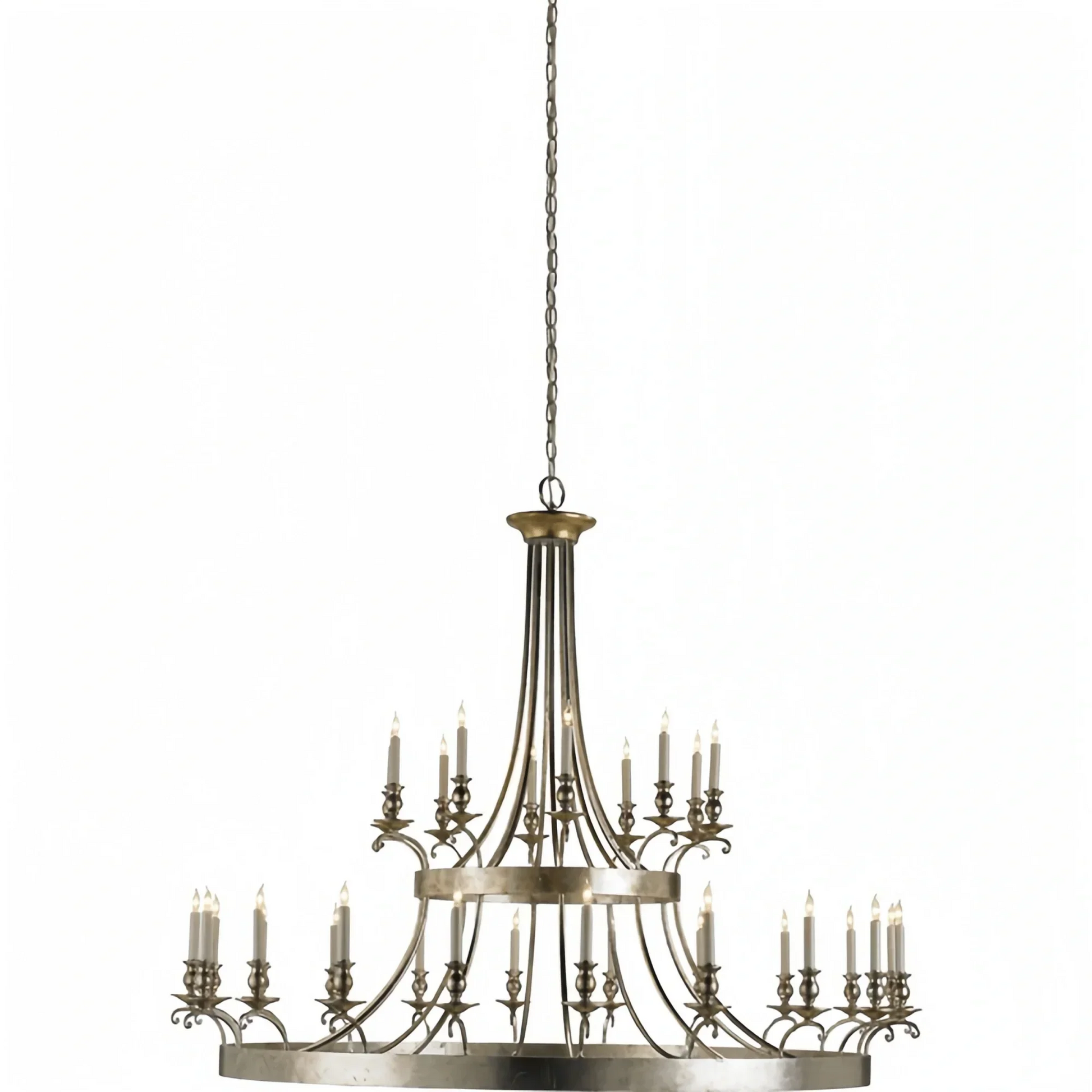 Vintage Large Iron Chandelier with Candle Rustic Farmhouse Pendant Lighting - Joyfuzzy