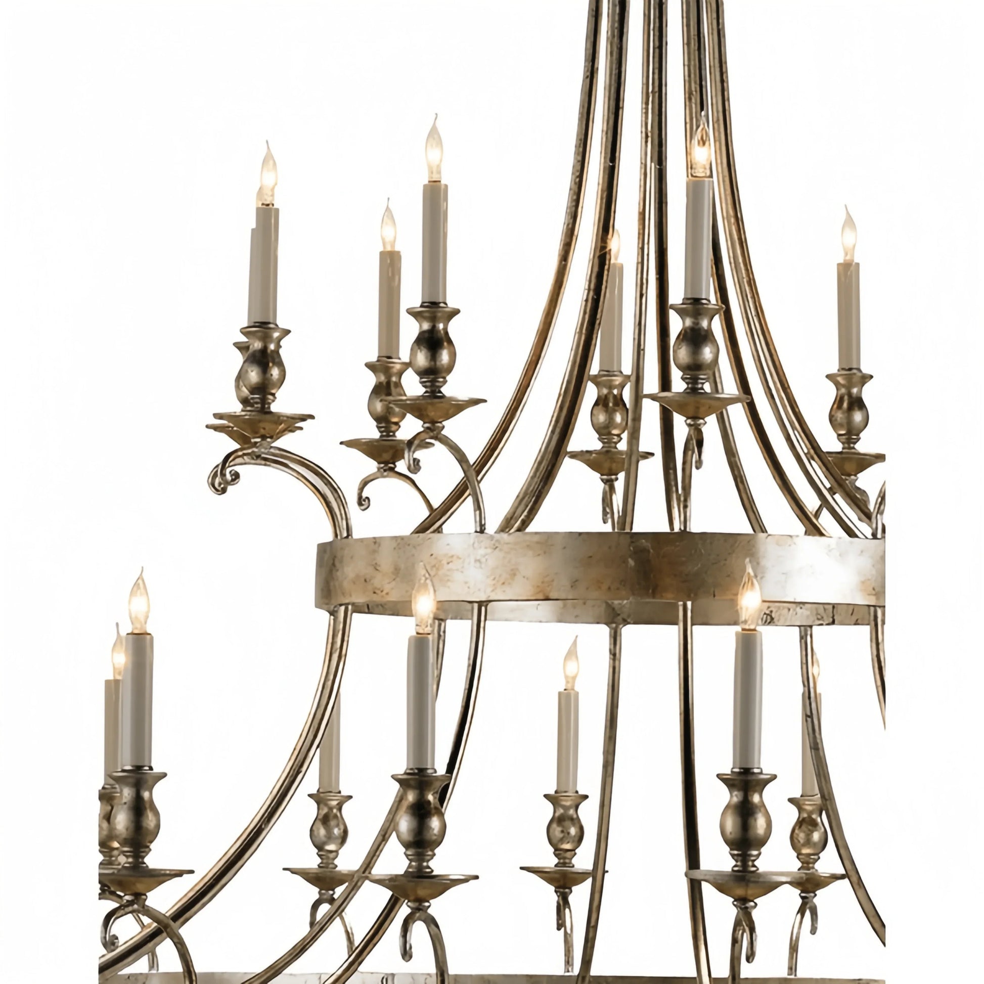 Vintage Large Iron Chandelier with Candle Rustic Farmhouse Pendant Lighting - Joyfuzzy