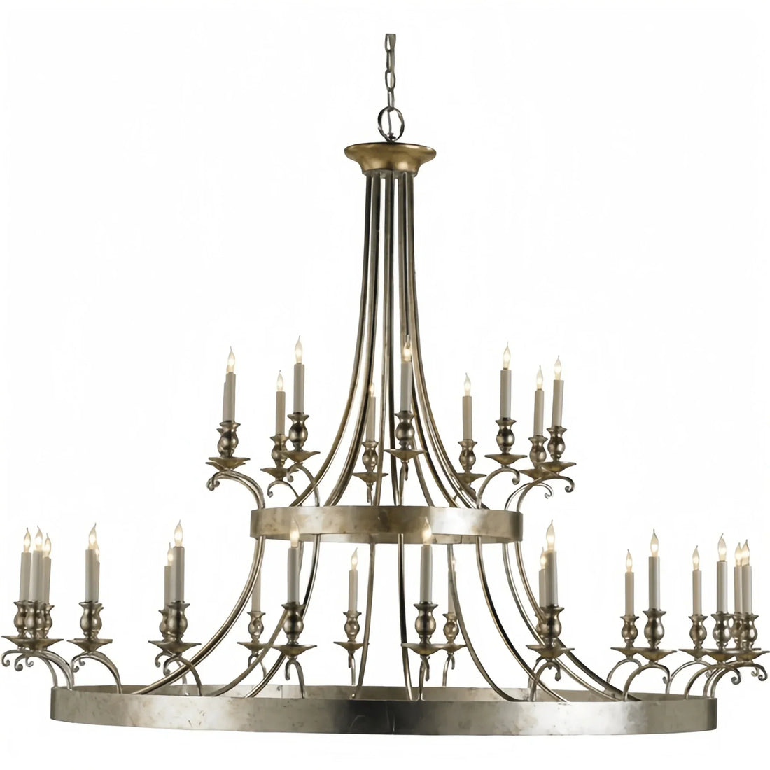 Vintage Large Iron Chandelier with Candle Rustic Farmhouse Pendant Lighting - Joyfuzzy