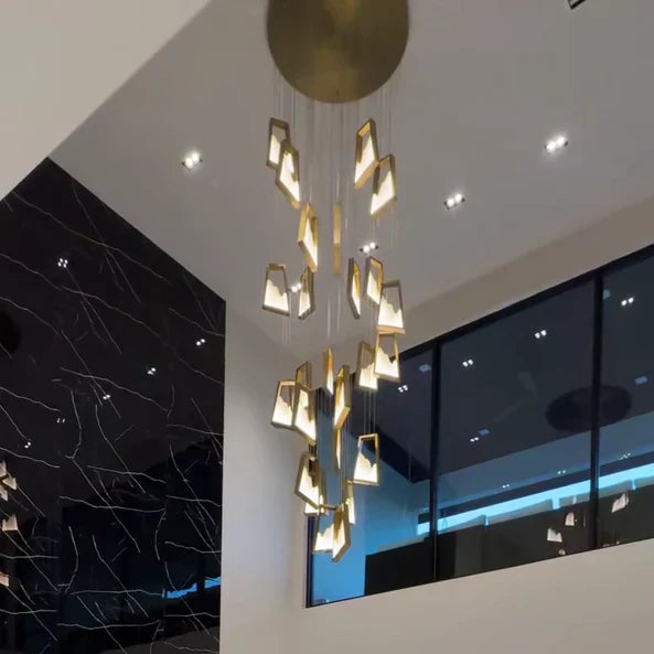 Modern Light Luxury Alabaster Chandelier in Gold Finish-Joyfuzzy